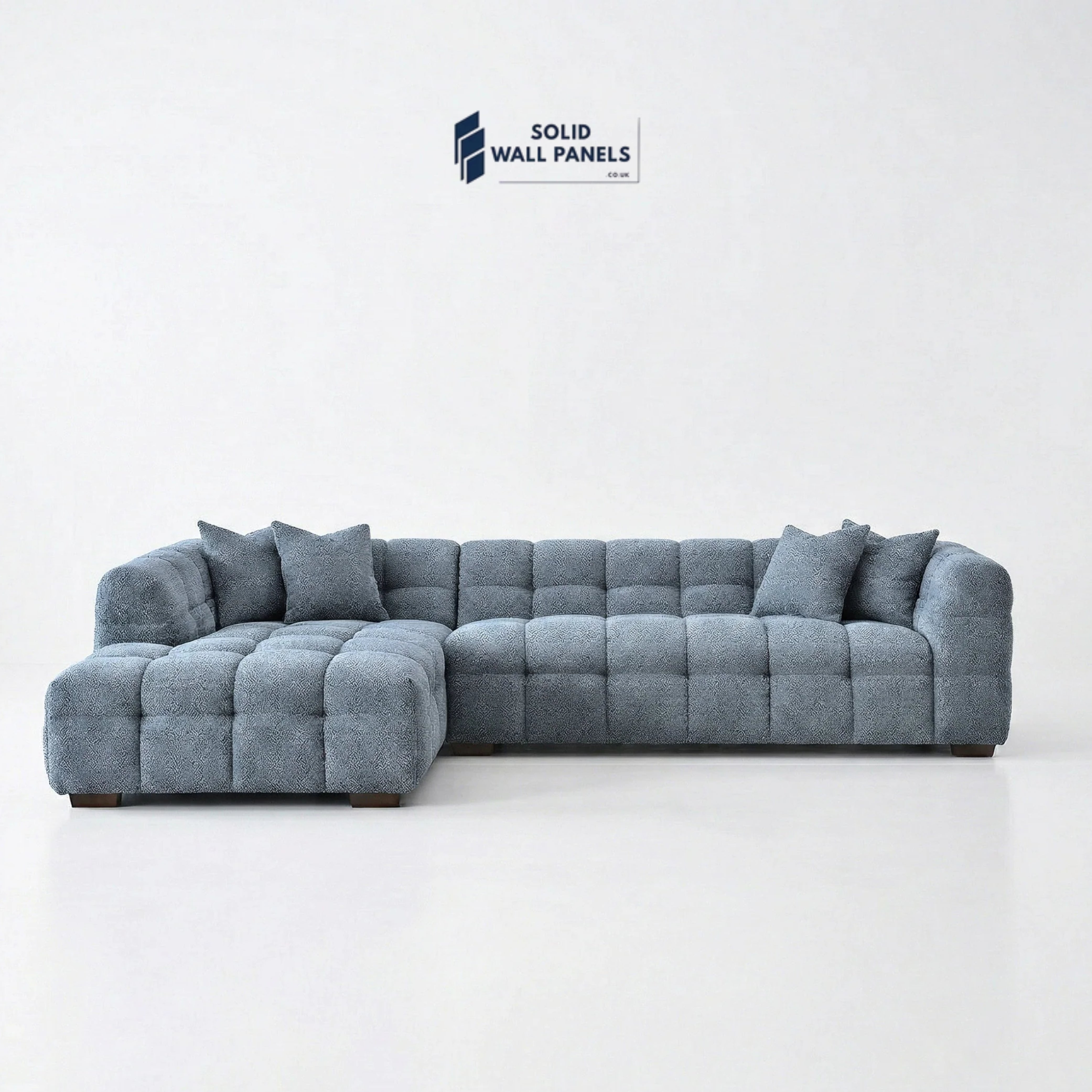 Tribeca Bubble Corner Sofa RHF / LHF & Matching Footstool – Iron Grey Bouclé | Modern Chesterfield Design