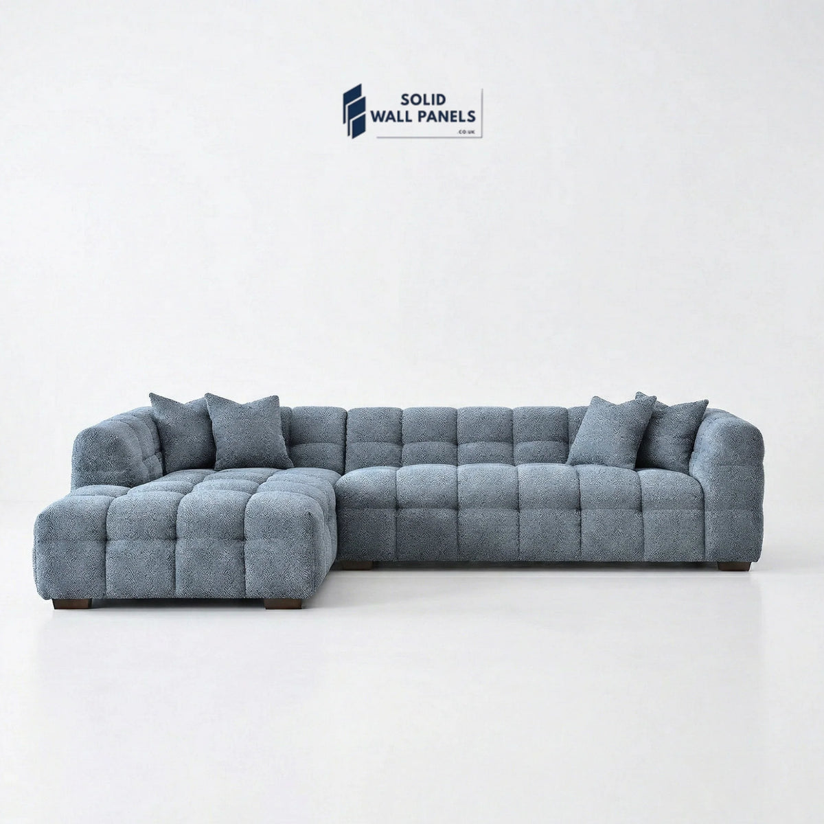 Tribeca Bubble Corner Sofa RHF / LHF & Matching Footstool – Iron Grey Bouclé | Modern Chesterfield Design