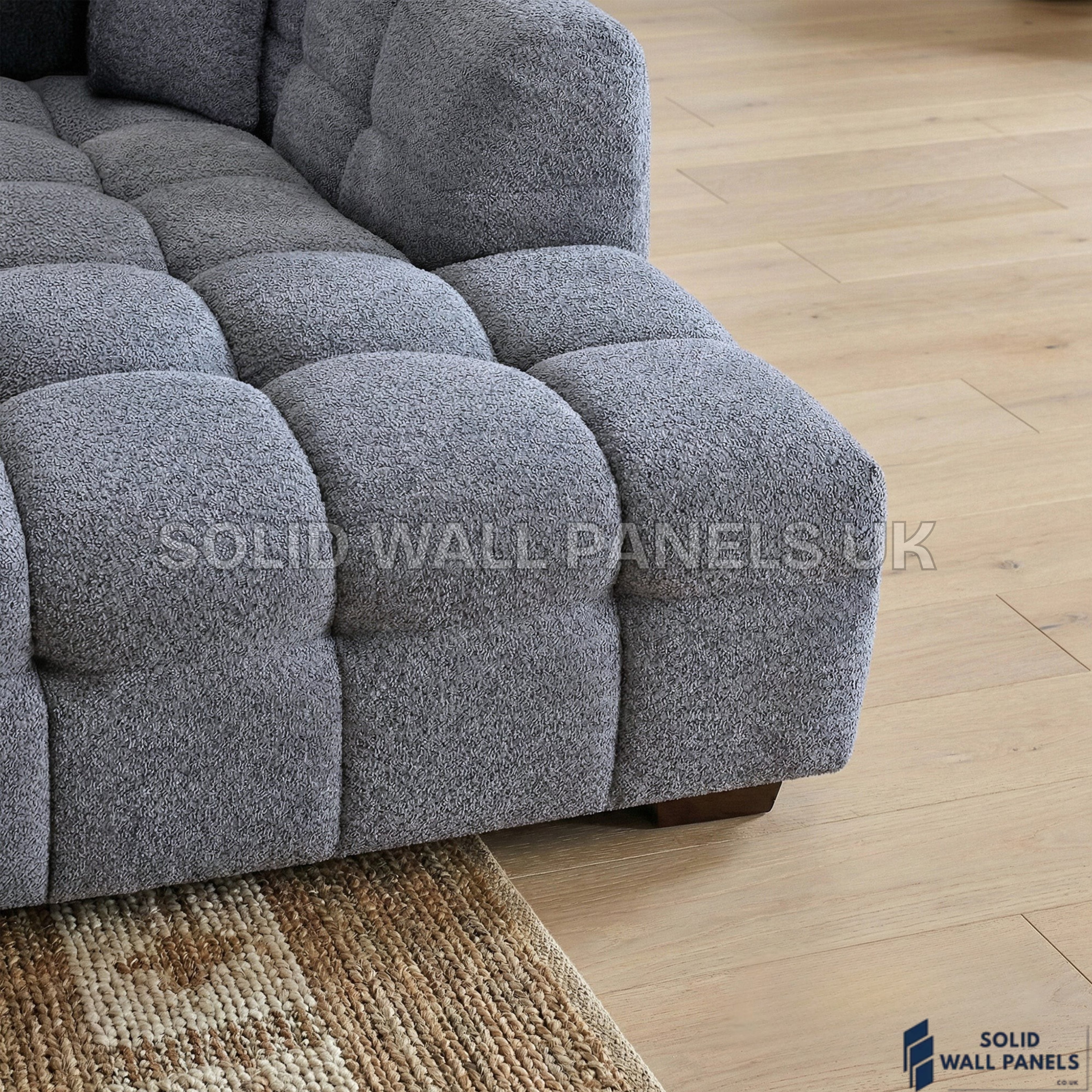 Tribeca Bubble Corner Sofa RHF / LHF & Matching Footstool – Iron Grey Bouclé | Modern Chesterfield Design