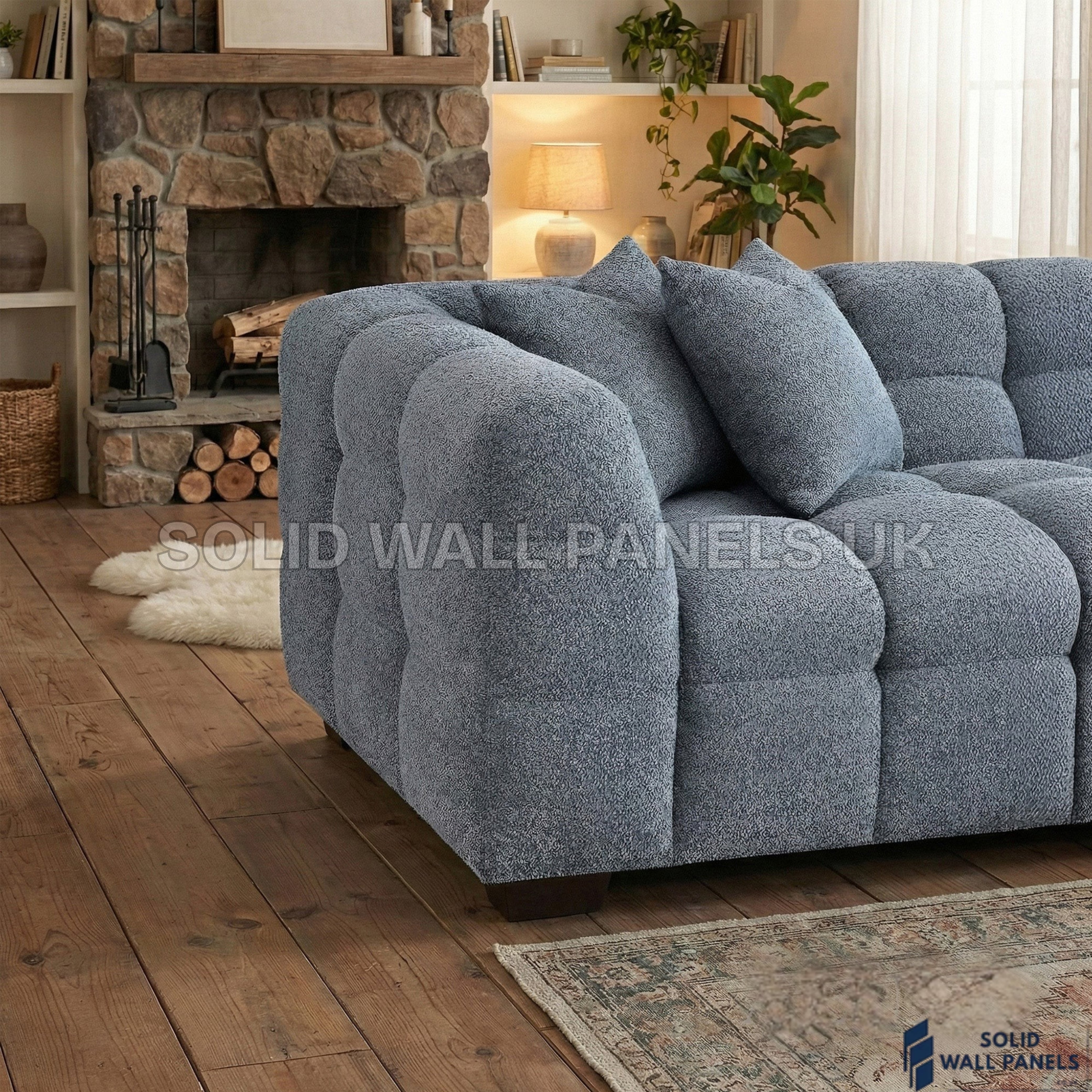 Tribeca Bubble Corner Sofa RHF / LHF & Matching Footstool – Iron Grey Bouclé | Modern Chesterfield Design