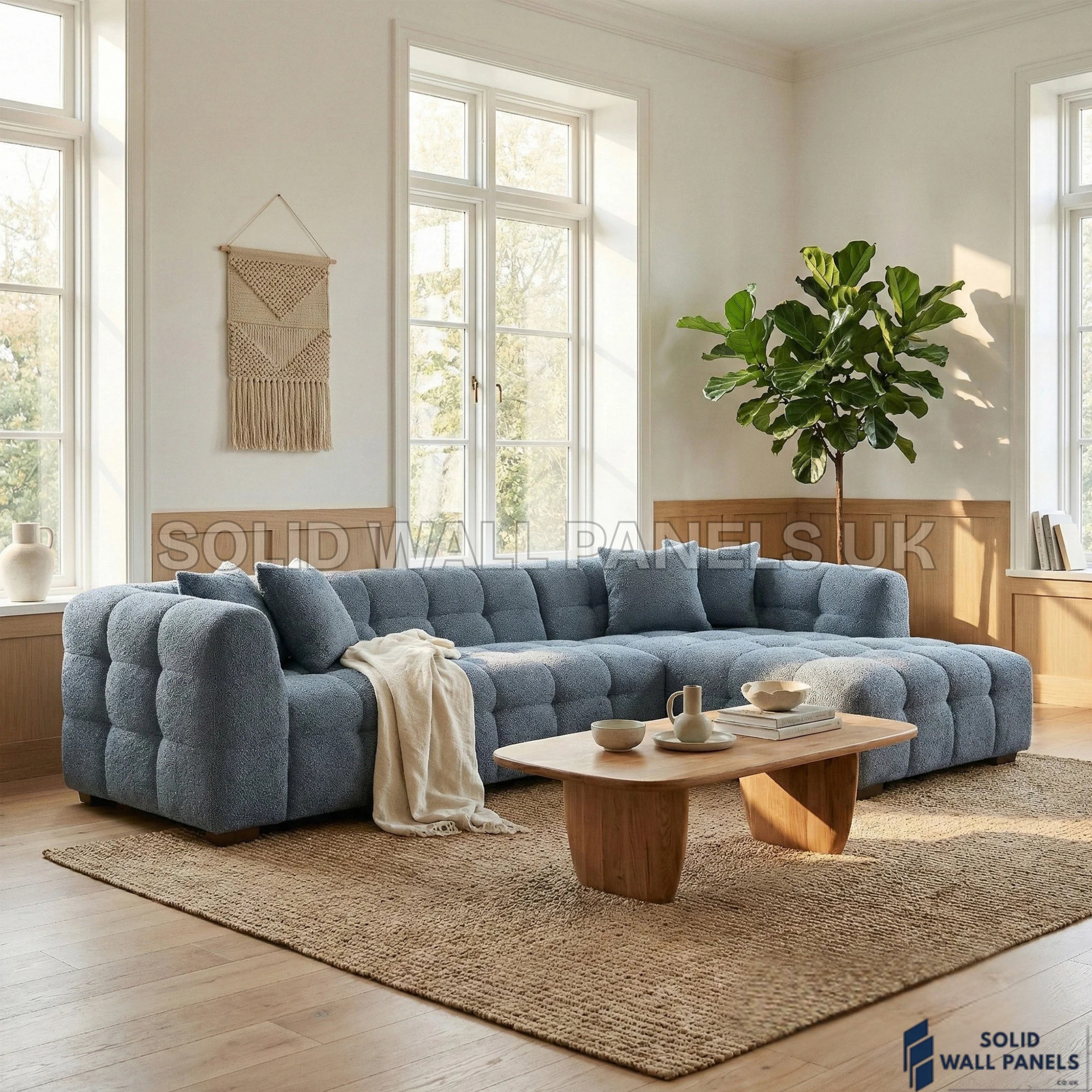 Tribeca Bubble Corner Sofa RHF / LHF & Matching Footstool – Iron Grey Bouclé | Modern Chesterfield Design