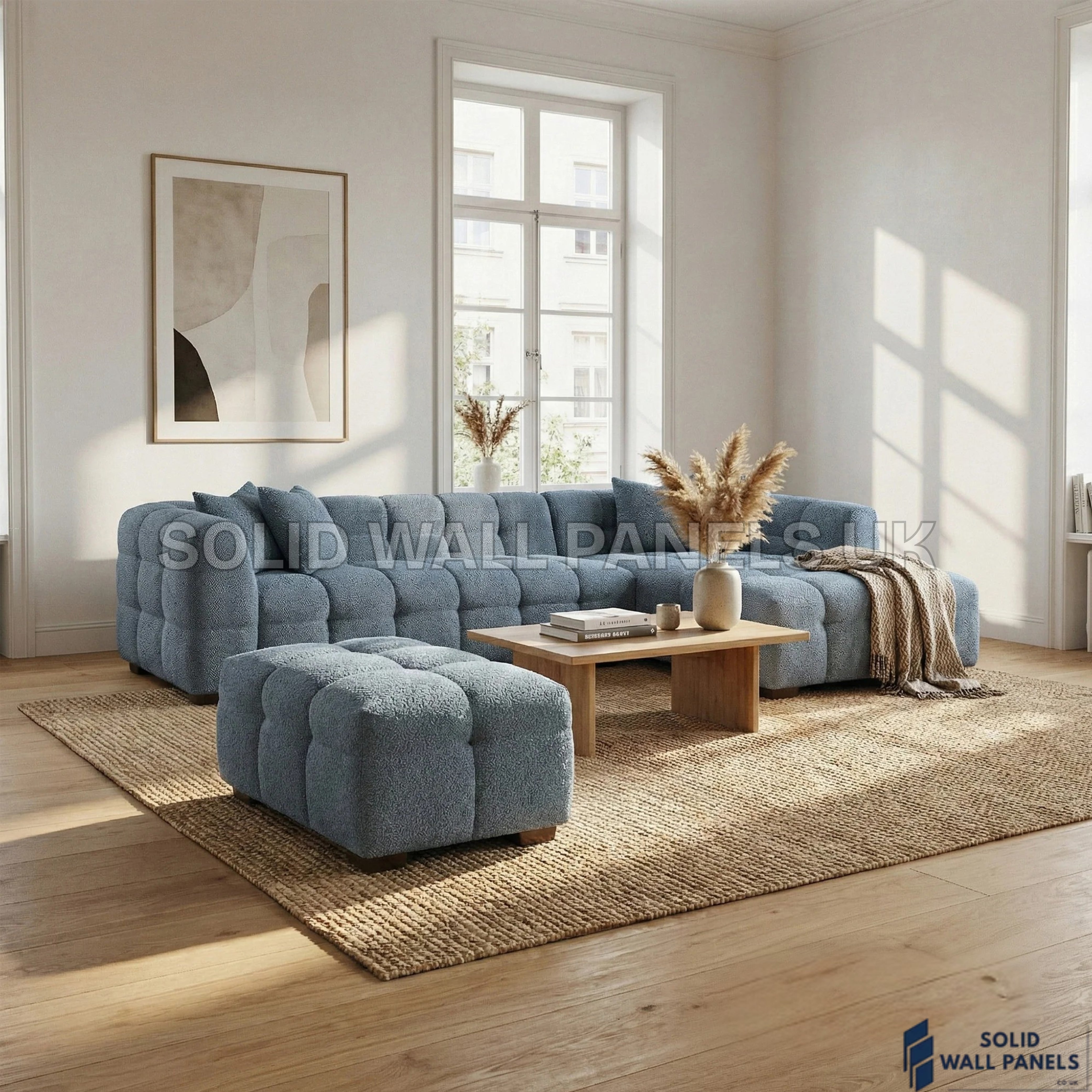 Tribeca Bubble Corner Sofa RHF / LHF & Matching Footstool – Iron Grey Bouclé | Modern Chesterfield Design