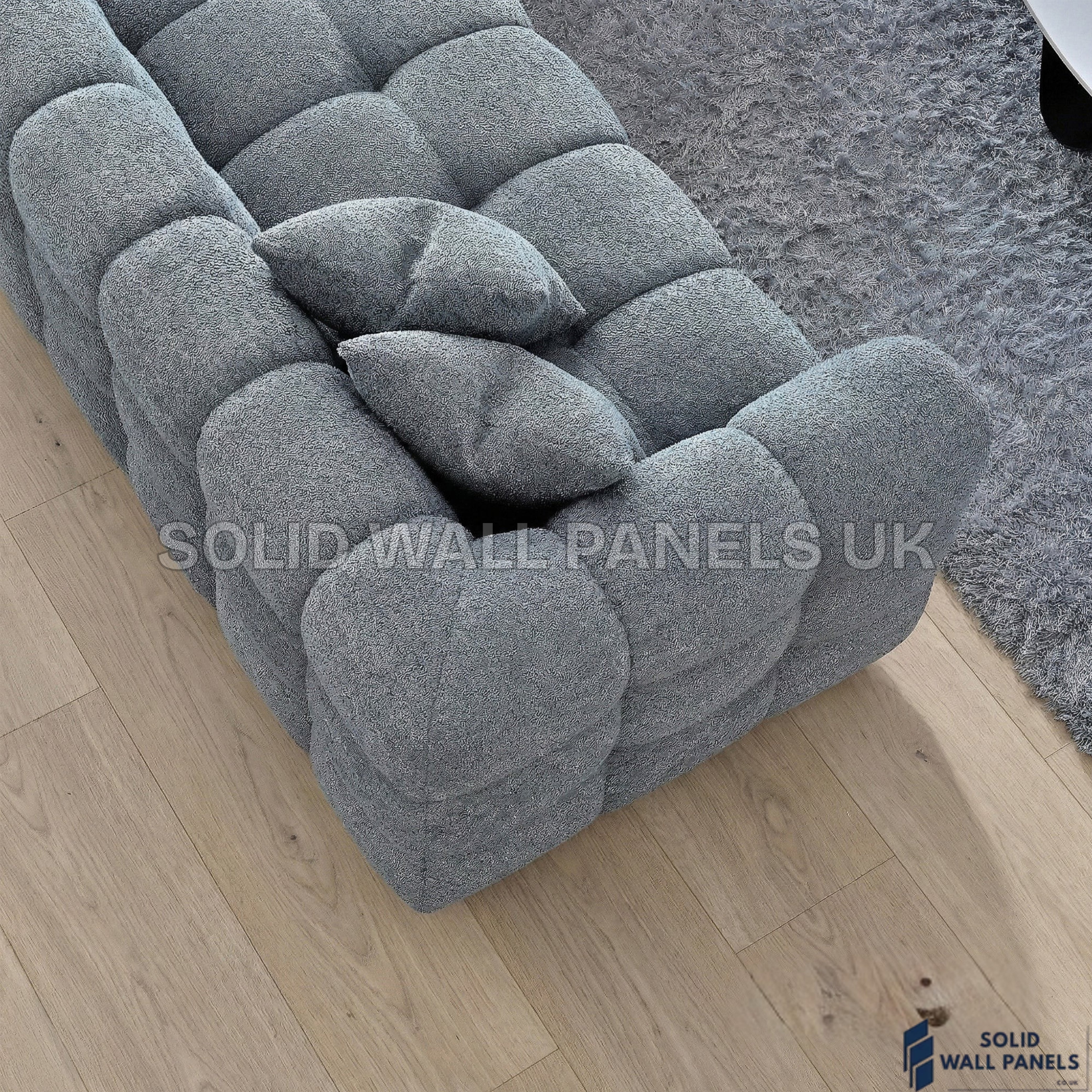 Tribeca Bubble Corner Sofa RHF / LHF & Matching Footstool – Iron Grey Bouclé | Modern Chesterfield Design