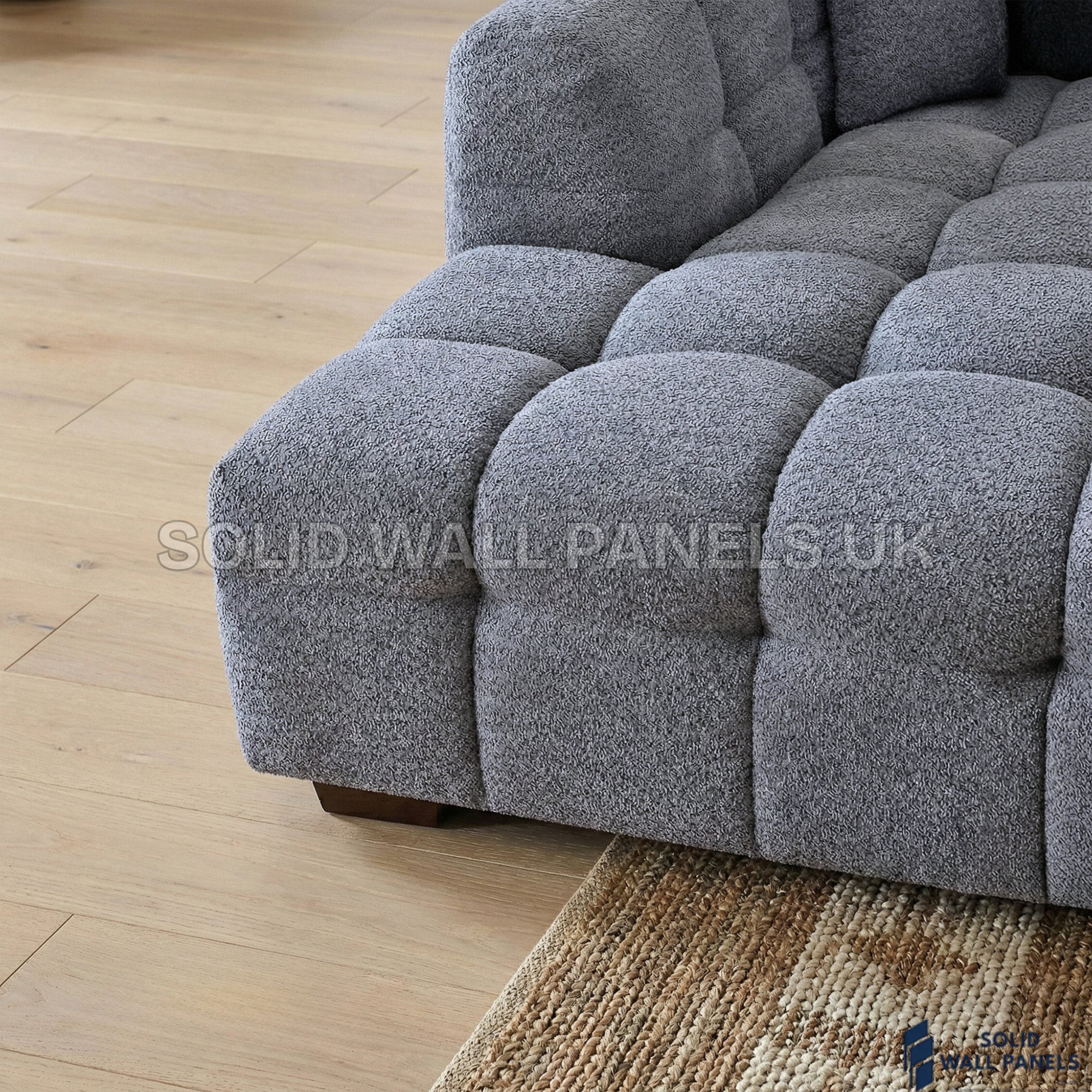 Tribeca Bubble Corner Sofa RHF / LHF & Matching Footstool – Iron Grey Bouclé | Modern Chesterfield Design