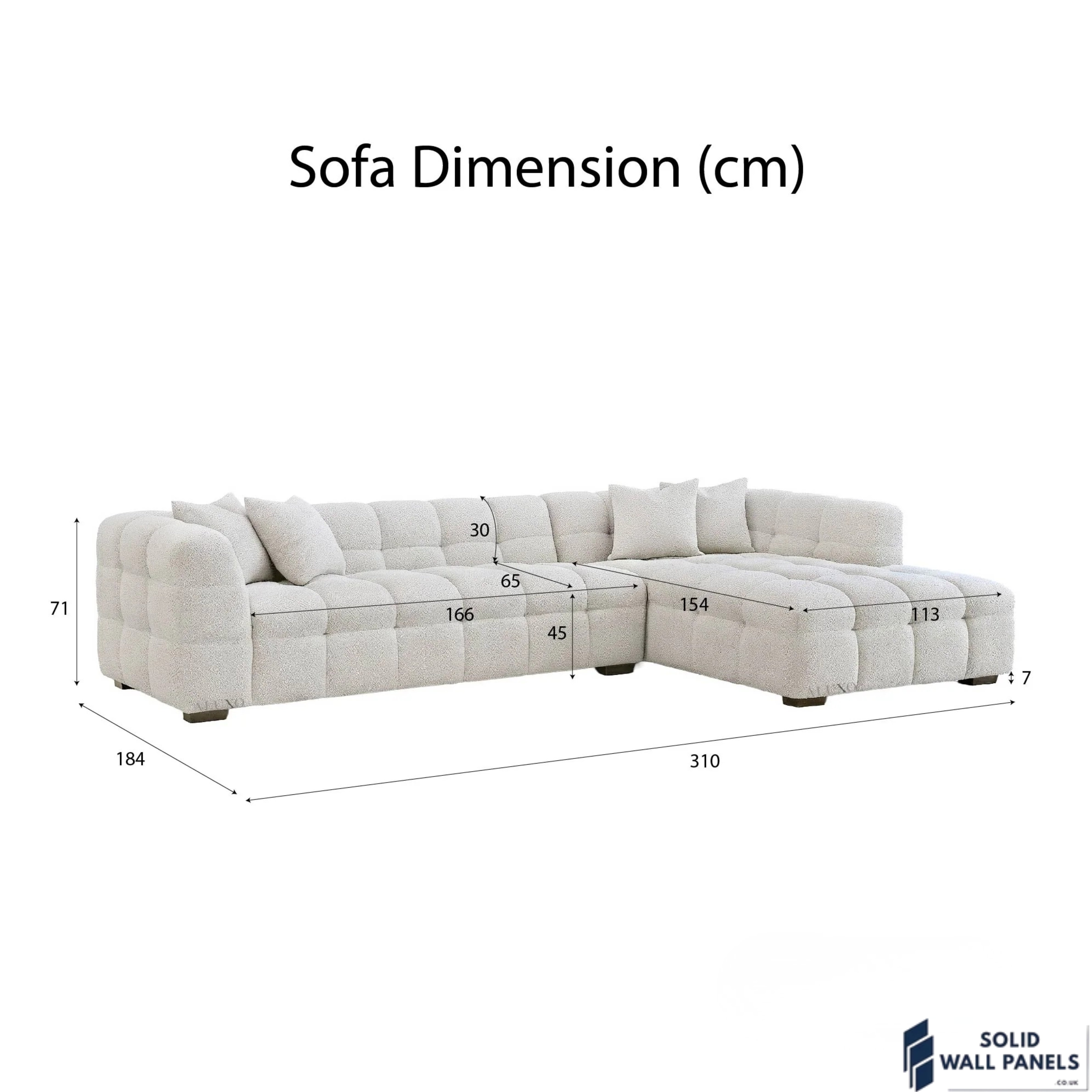 Tribeca Bubble Right Hand Facing Corner Sofa – Oatmeal Beige Bouclé | Modern Chesterfield Design