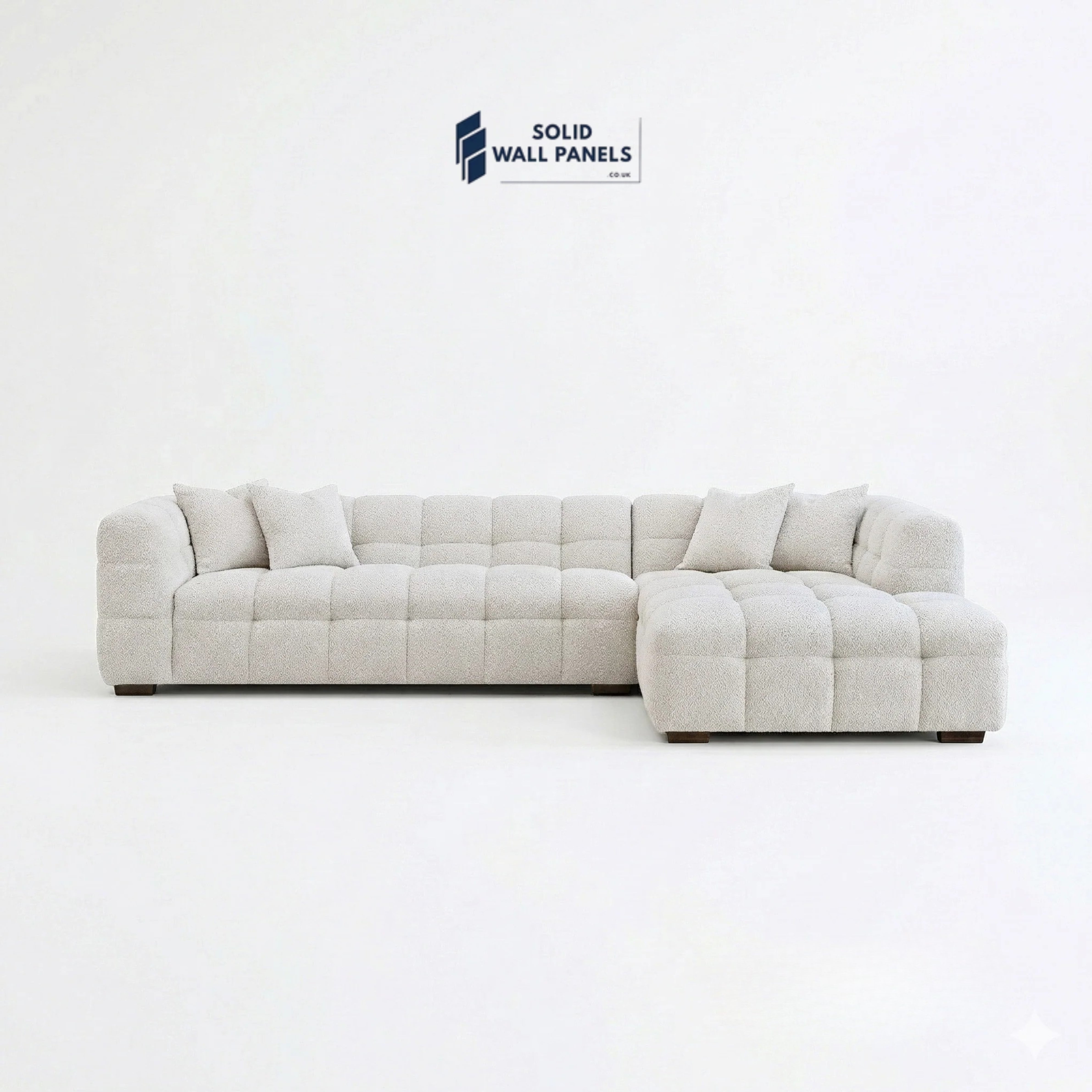 Tribeca Bubble Right Hand Facing Corner Sofa – Oatmeal Beige Bouclé | Modern Chesterfield Design