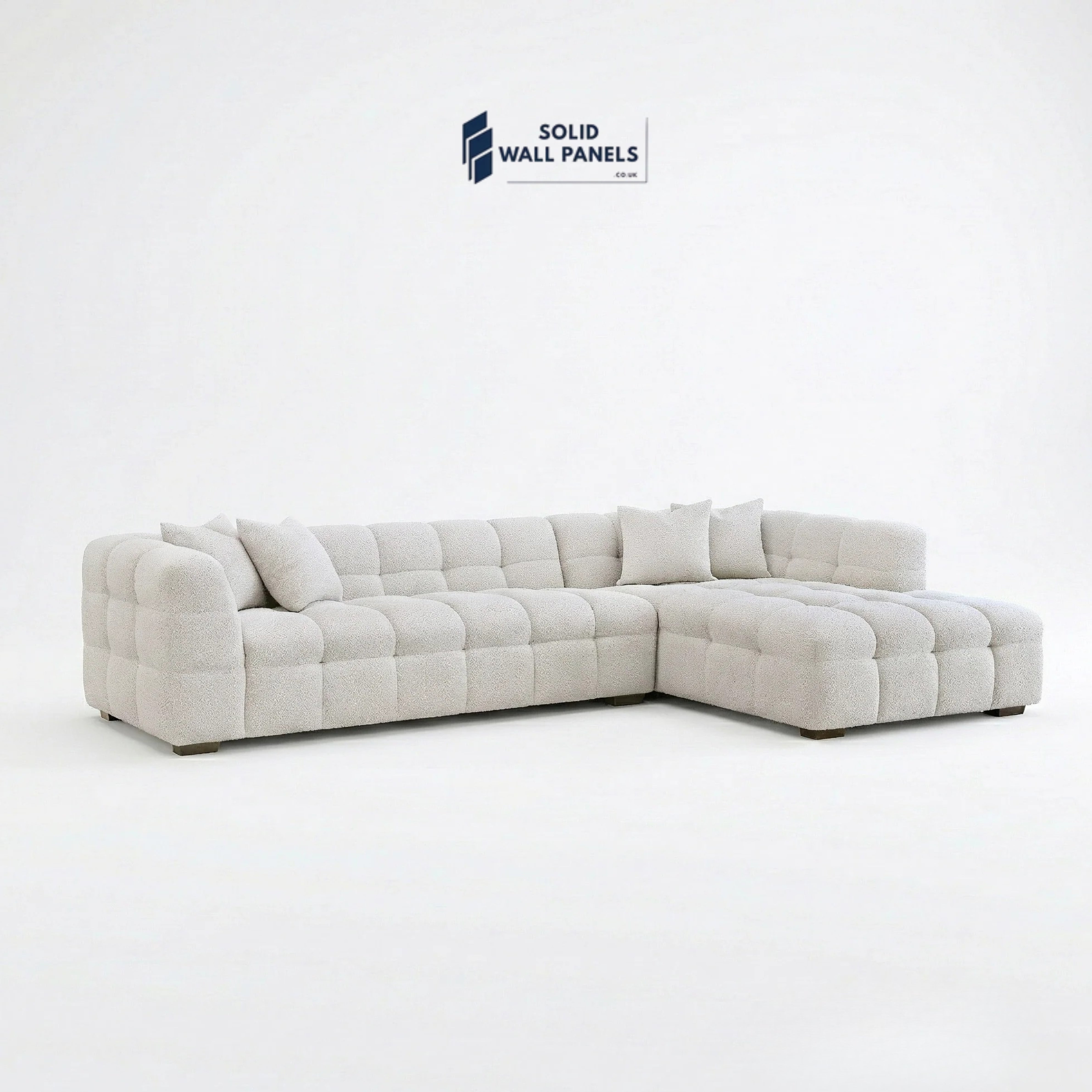Tribeca Bubble Right Hand Facing Corner Sofa – Oatmeal Beige Bouclé | Modern Chesterfield Design