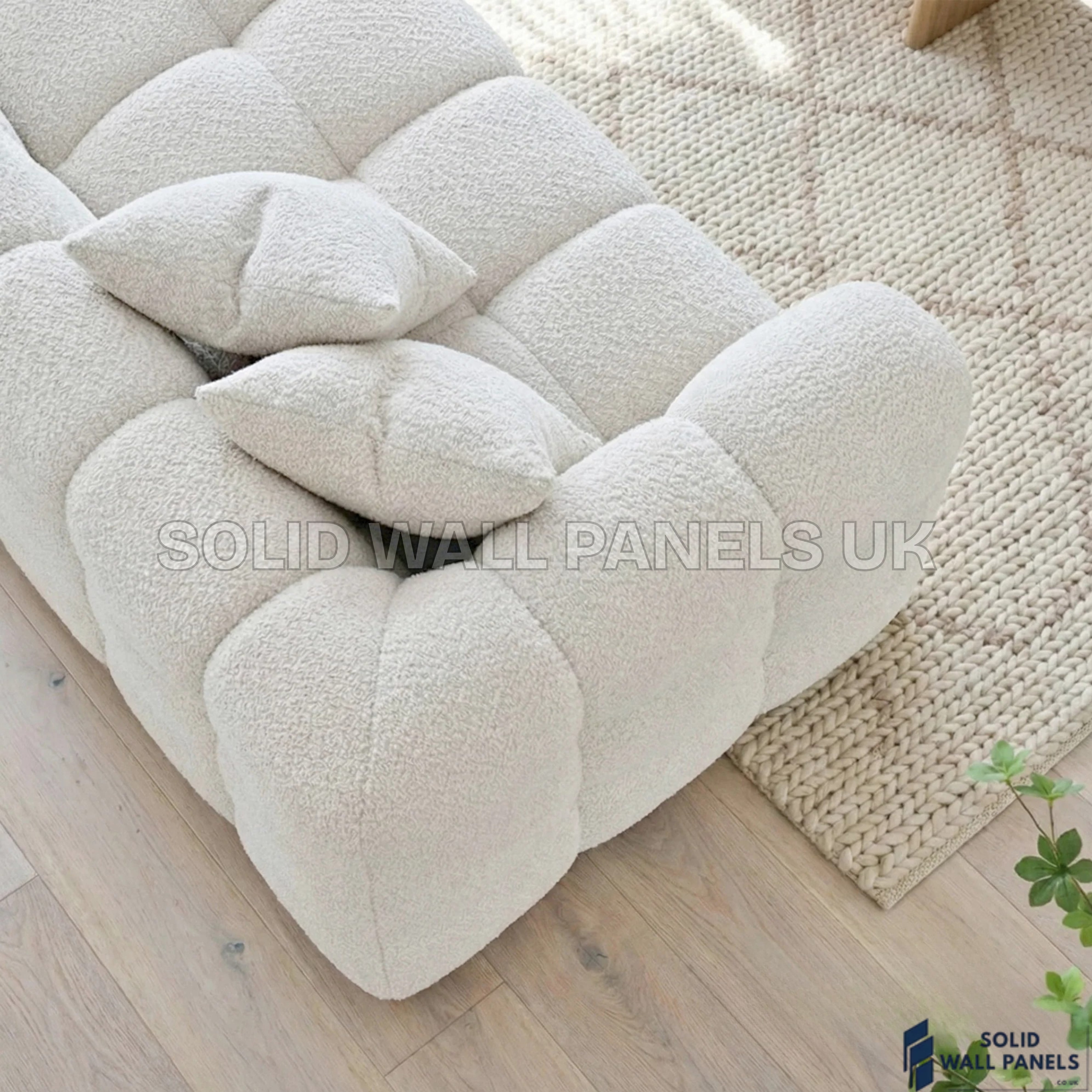 Tribeca Bubble Right Hand Facing Corner Sofa – Oatmeal Beige Bouclé | Modern Chesterfield Design
