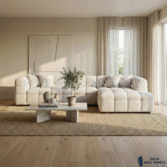 Tribeca Bubble Right Hand Facing Corner Sofa – Oatmeal Beige Bouclé | Modern Chesterfield Design
