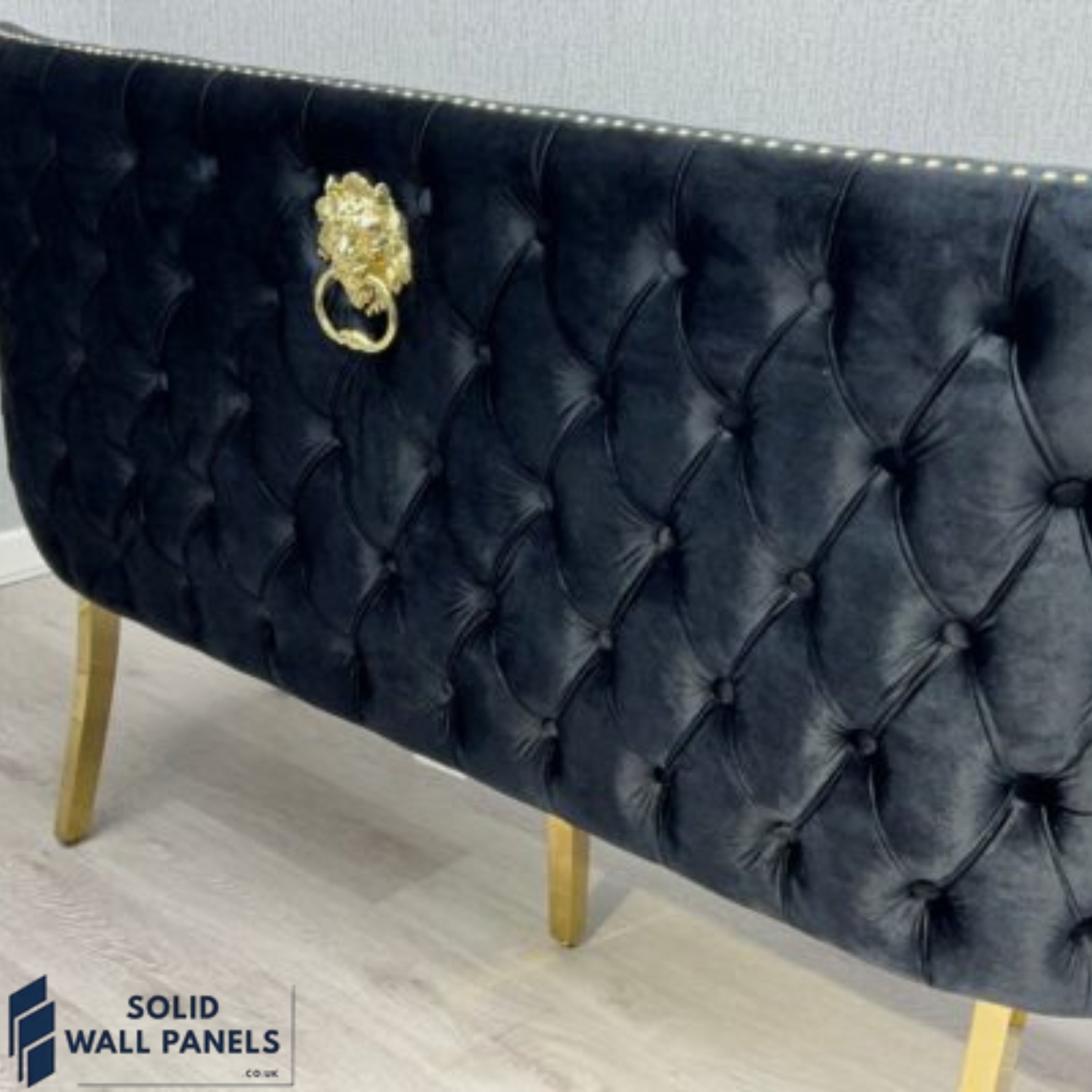 Victoria Luxury Bench – Premium Velvet with Gold | Solid Wall Panels