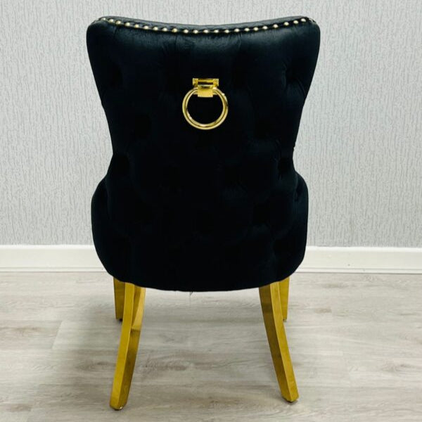Victoria Velvet Ring Knocker Dining Chairs – Set of 2 | Available in 3 colours