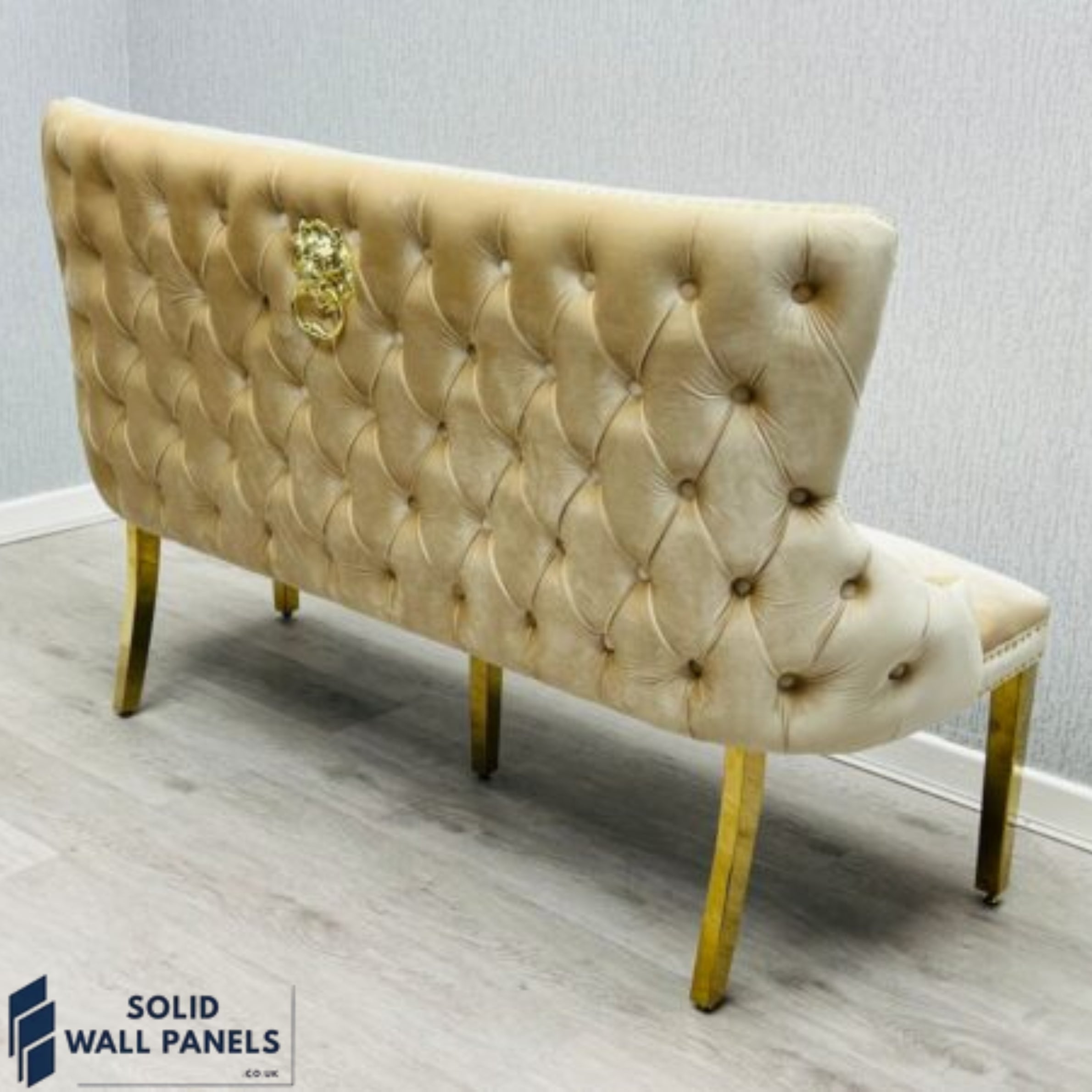 Victoria Luxury Bench – Premium Velvet with Gold | Solid Wall Panels