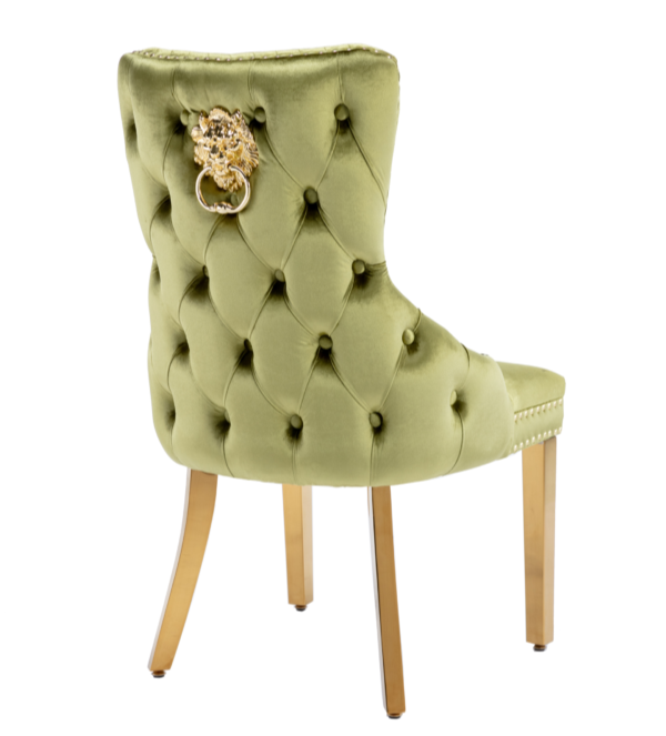 Victoria Velvet Lion Knocker Dining Chairs – Set of 2 (6 Colours Available)