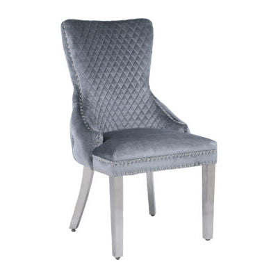 Victoria Velvet Lion Knocker Dining Chairs – Set of 2 (6 Colours Available)