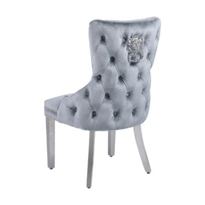 Victoria Velvet Lion Knocker Dining Chairs – Set of 2 (6 Colours Available)