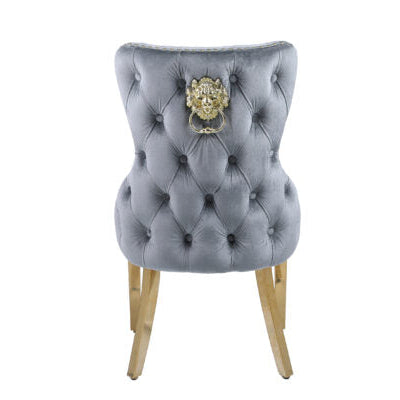 Victoria Velvet Lion Knocker Dining Chairs – Set of 2 (6 Colours Available)
