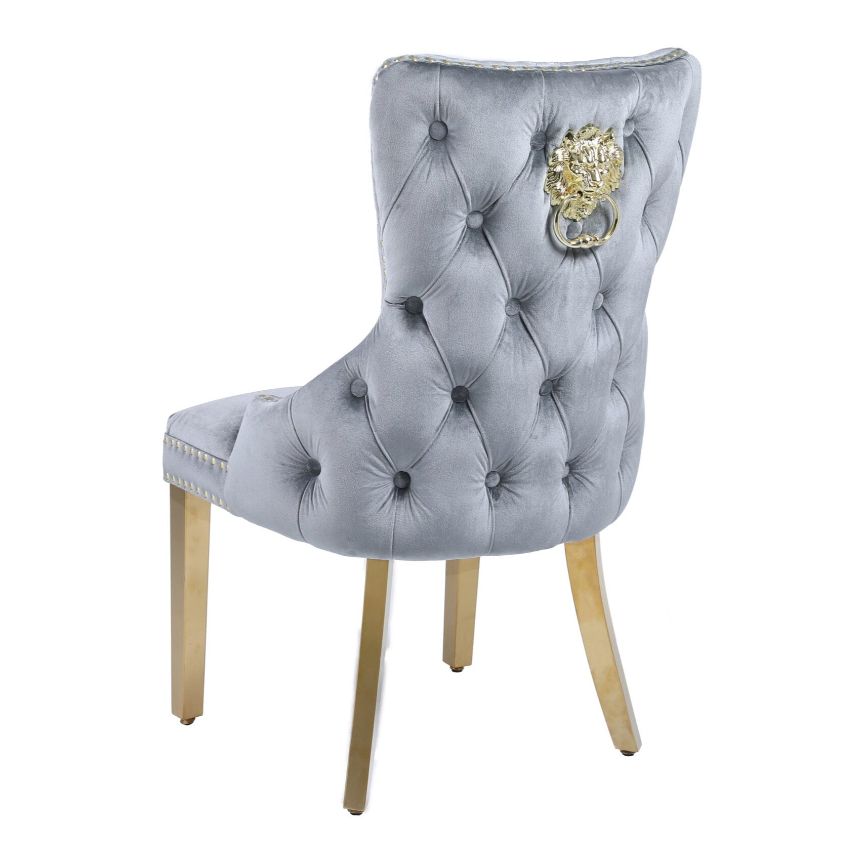 Victoria Velvet Lion Knocker Dining Chairs – Set of 2 (6 Colours Available)