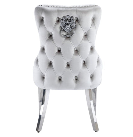 Victoria Velvet Lion Knocker Dining Chairs – Set of 2 (6 Colours Available)