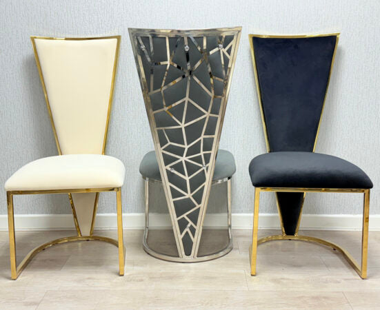 Vienna Velvet Dining Chairs Set of 2 | Gold & Silver Frame
