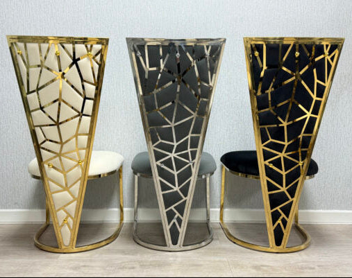Vienna Velvet Dining Chairs Set of 2 | Gold & Silver Frame