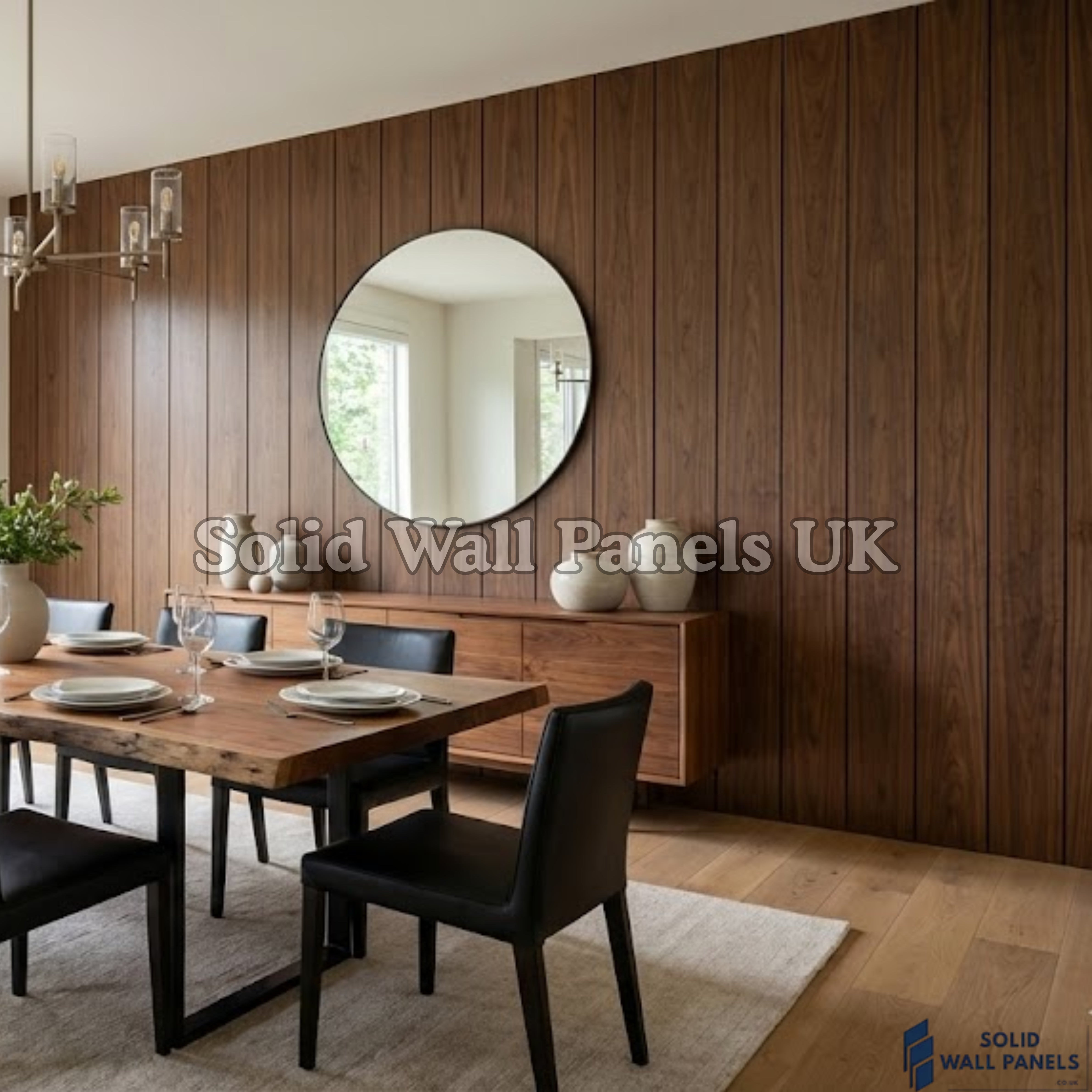 WPC Wood Effect Flat Wall Panel – Walnut 235 × 40 cm (Pack of 5) | Solid Wall Panels UK
