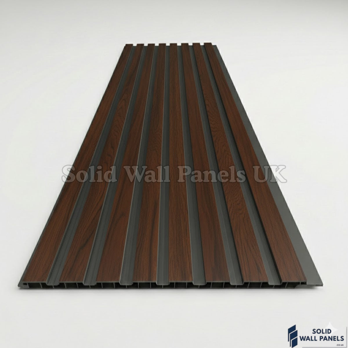 Walnut Slatted PVC Interior Wall Panels – Decorative Wood Effect Panelling 240cm (8 Pieces)