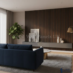 Walnut Slatted PVC Interior Wall Panels – Decorative Wood Effect Panelling 240cm (8 Pieces)