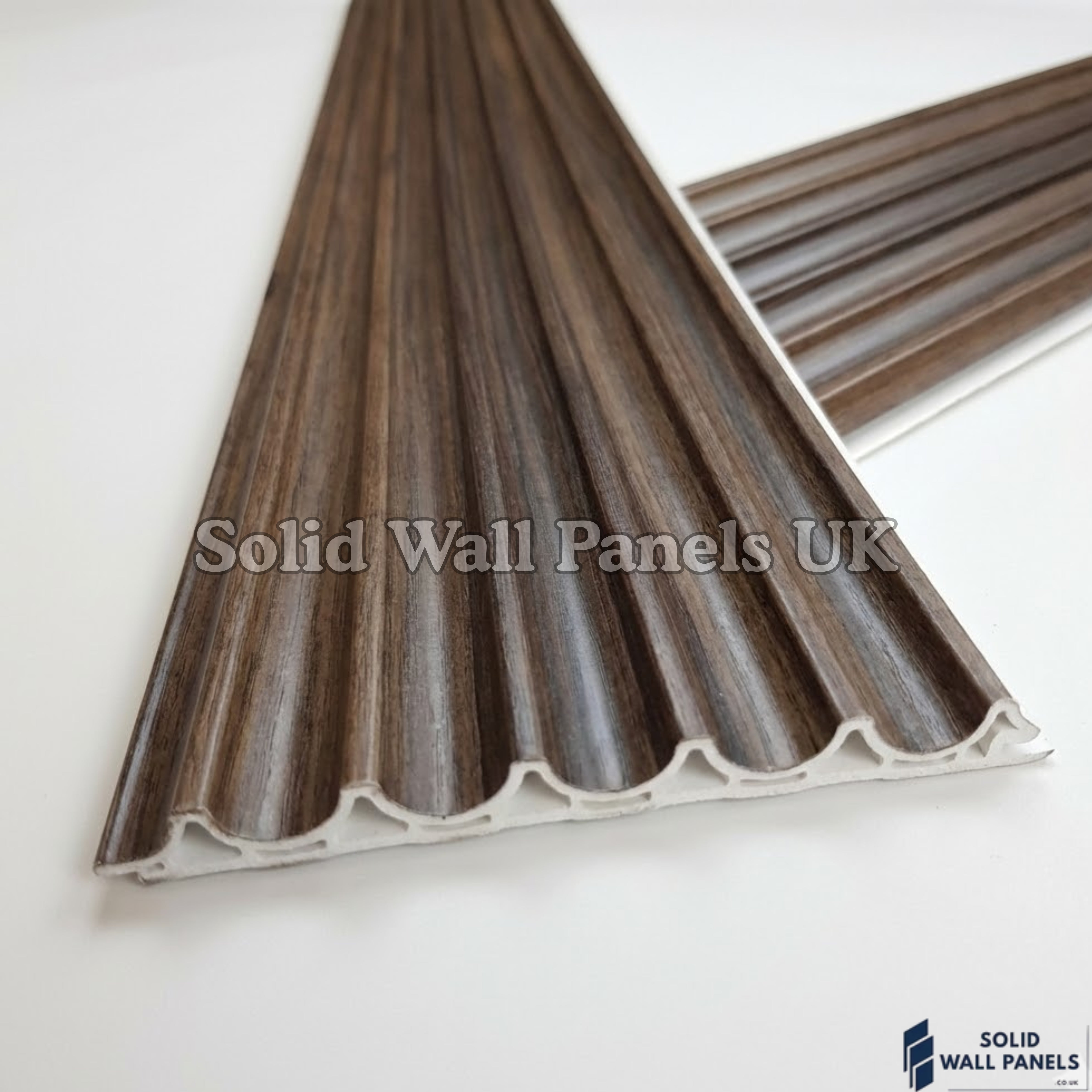 Wave Core Panel Walnut Wave Style Wood Effect WPC Wall Panels | Solid Wall Panels UK