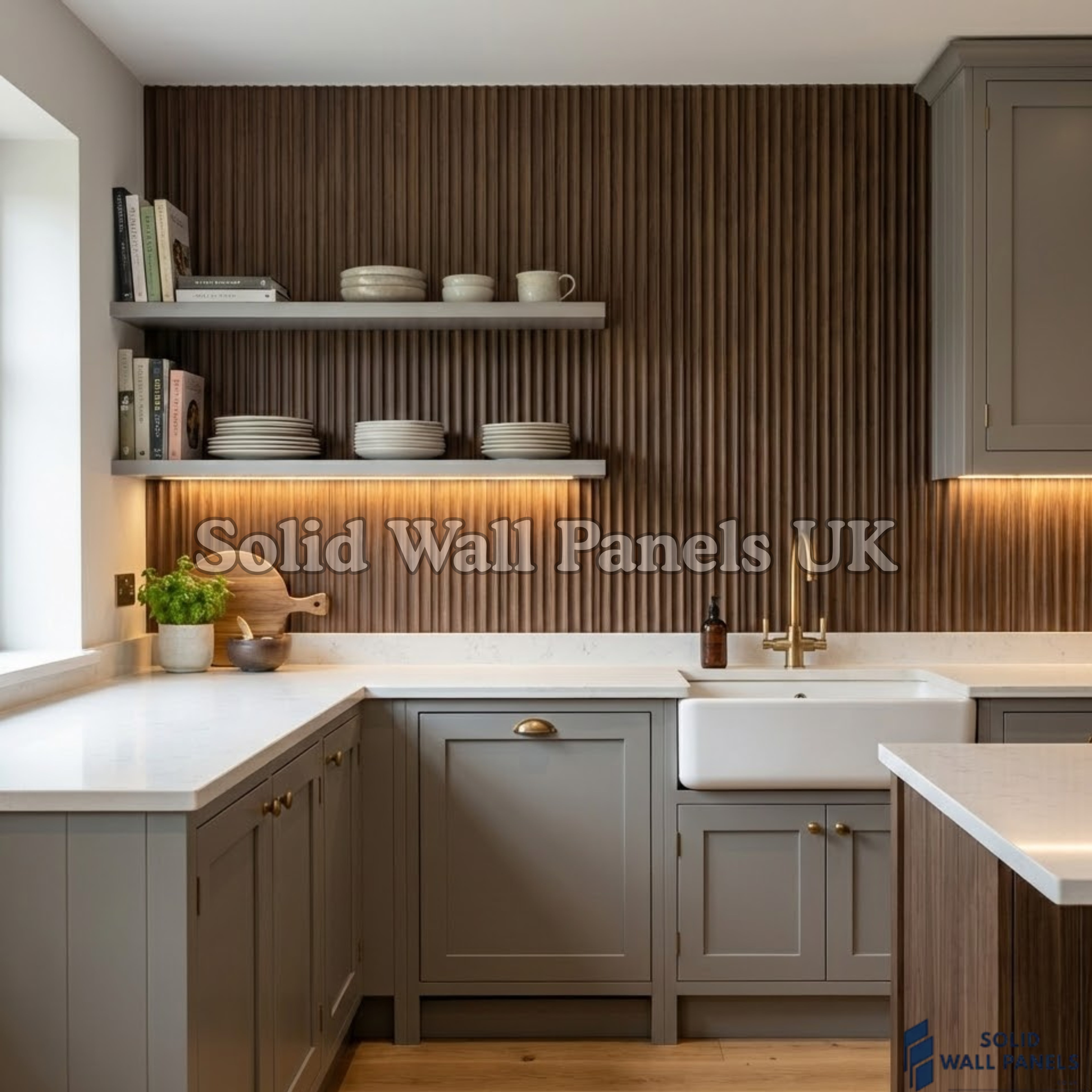 Wpc Walnut Walnut Wave Style Wood Effect WPC Wall Panels | Solid Wall Panels UK