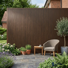 Walnut Wood Effect PVC Outdoor Wall Panels | 240cm x 30cm (8 Panels per pack)