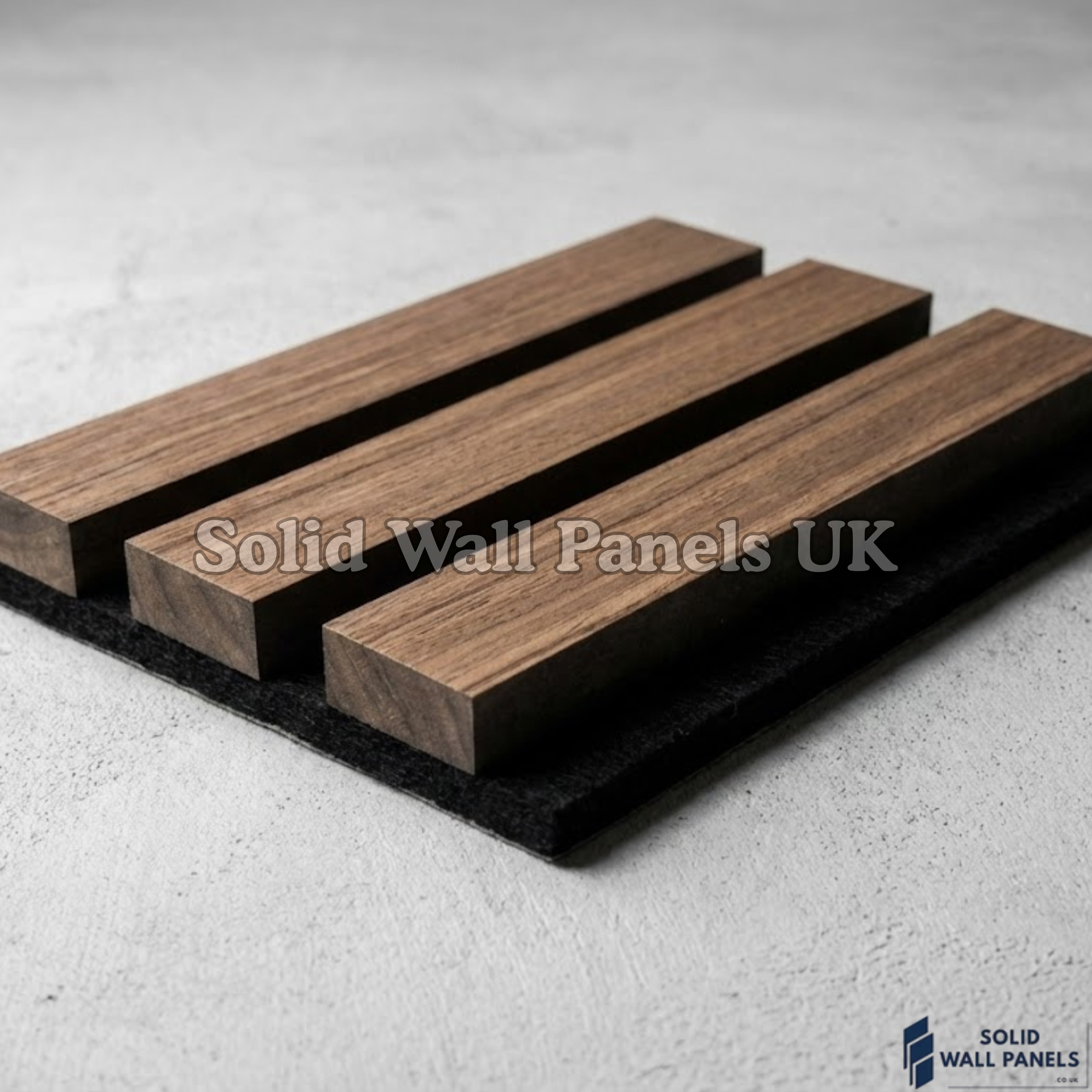 Real Wood Acoustic Slatted Wall Panels –  Walnut (60×240 cm) | Solid Wall Panels UK