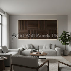 Square Acoustic Wood Wall Panels – Walnut | 12 Pieces 60x60cm | Solid Wall Panels UK