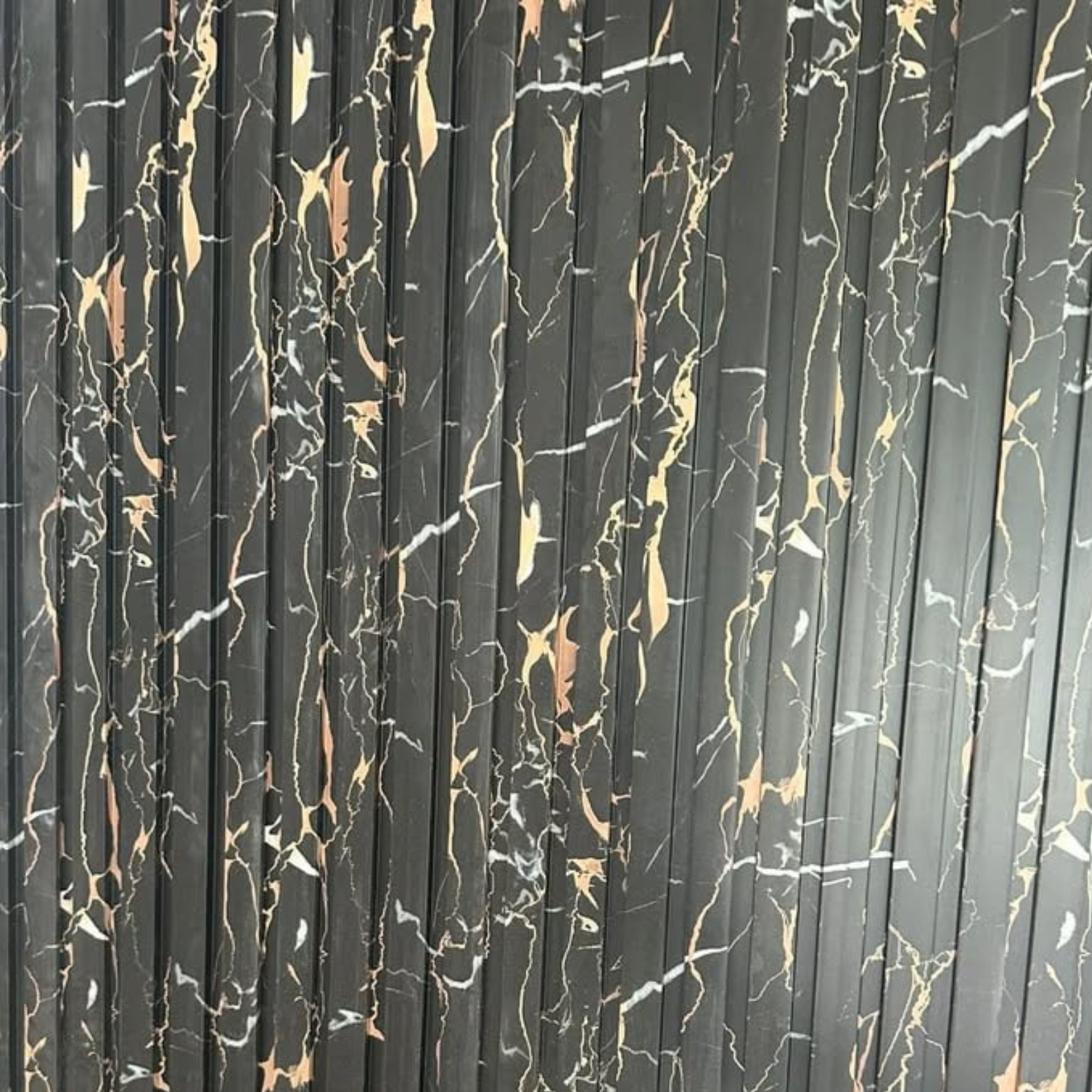 Waterproof Black & Gold Marble Slatted Wall Panels  – Fast UK Delivery