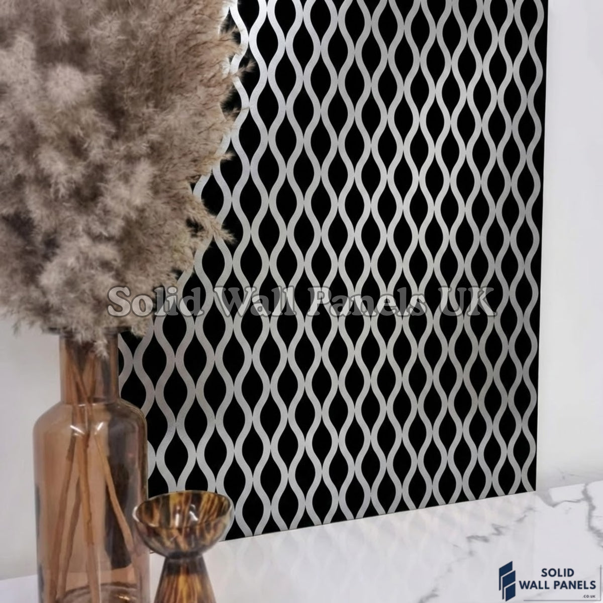 Wave Pattern Acoustic Wall Panel - Grey (60 × 240 cm) | Solid Wall Panels UK