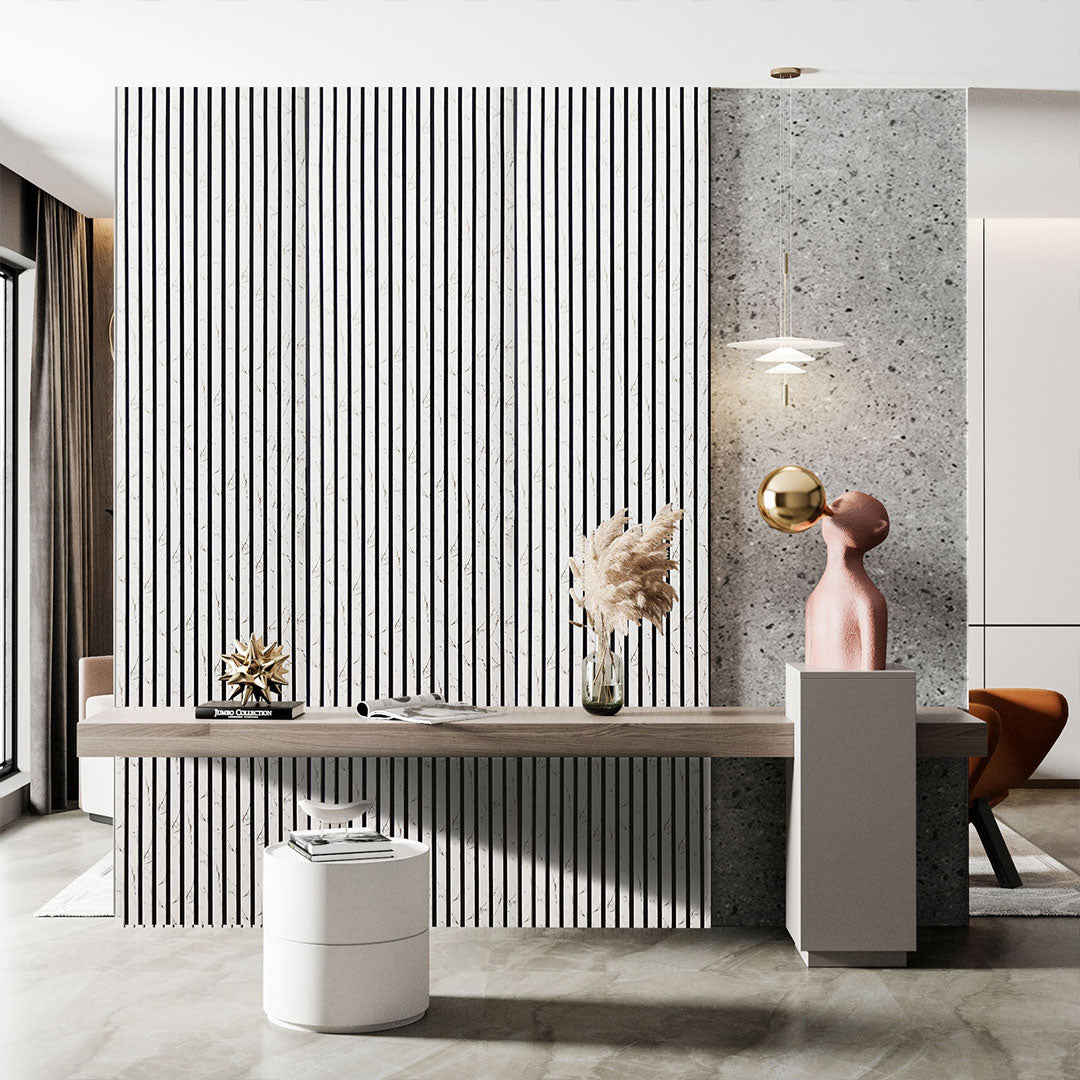 White Gold Marble Acoustic Wall Panel – 2400x600mm | Premium Soundproof