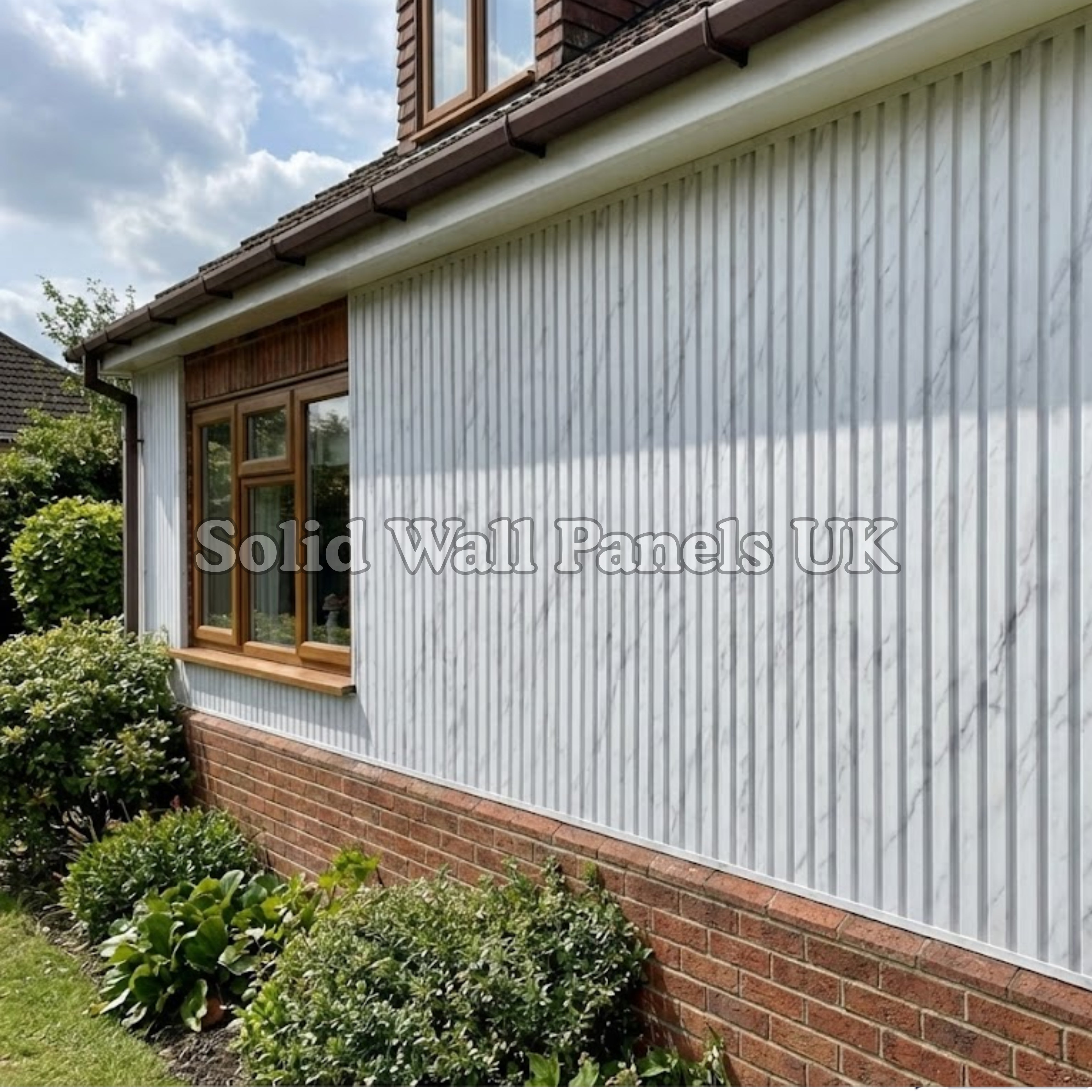 White Marble Wood Effect WPC Slatted Wall Panels – Waterproof Indoor & Outdoor Cladding | Solid Wall Panels UK