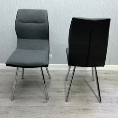 Zermatt Grey Leather & Fabric Dining Chairs – Set of 2
