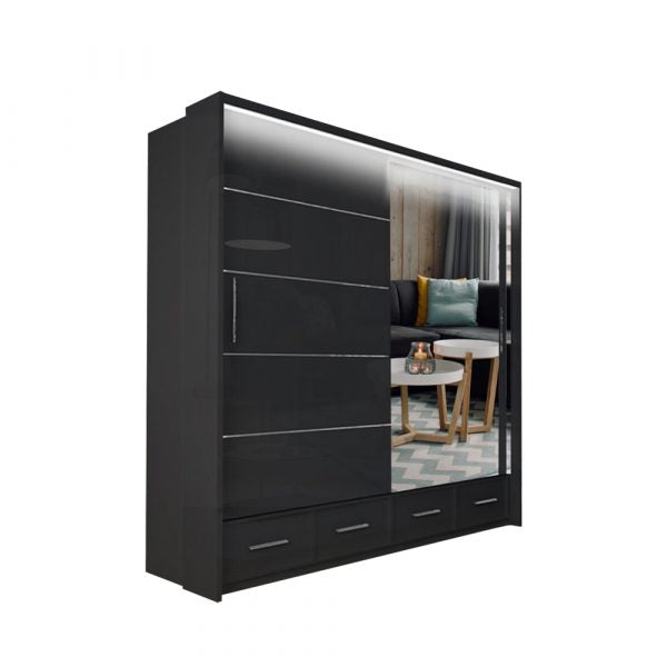 SYCYLIA 205cm Sliding Wardrobe with Mirror Door – Fast UK Delivery