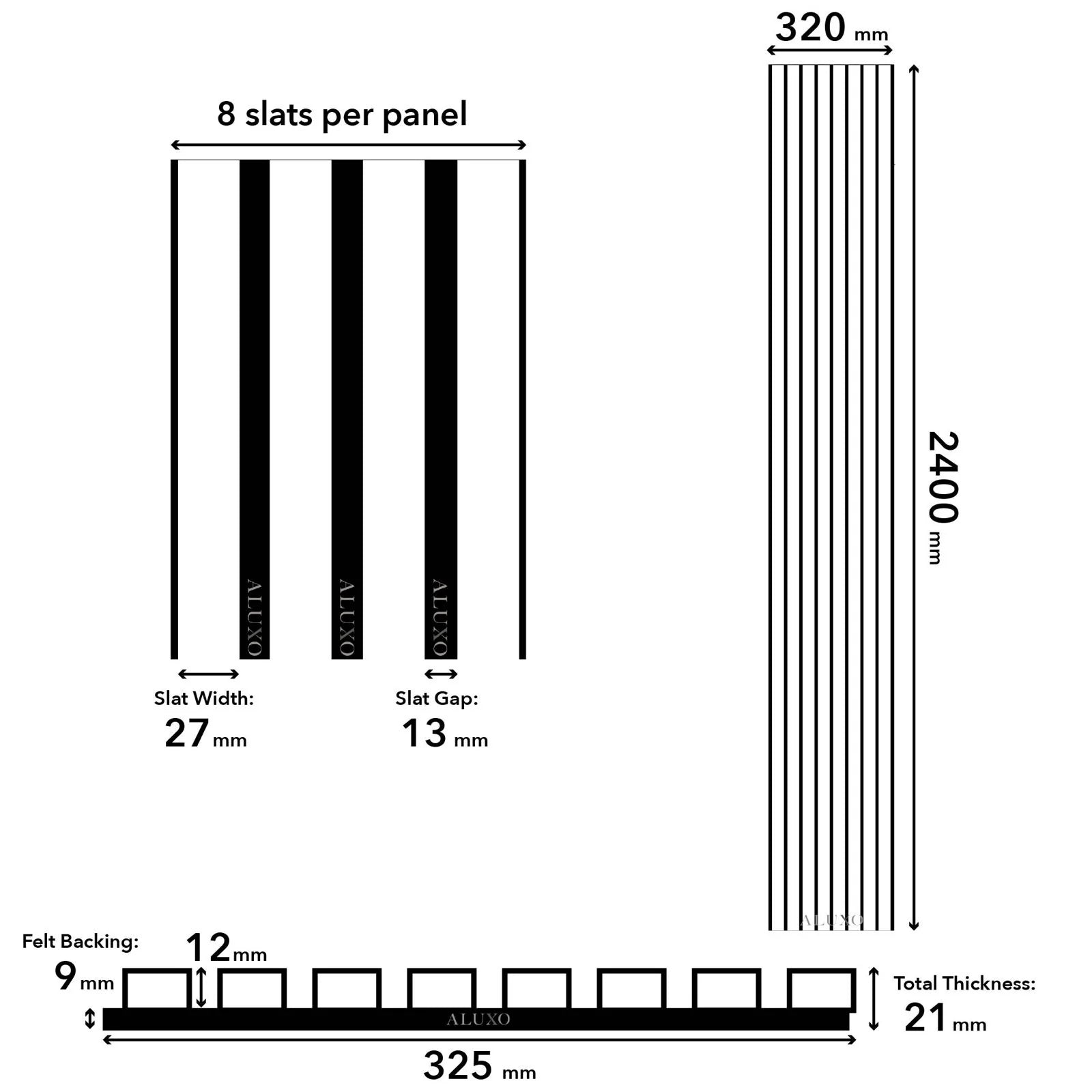 Premium 3 Sided Acoustic Slat Wall Panels – 2400 x 320mm (Pack of 2)